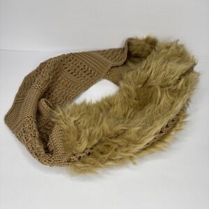 Cabi Kyoto Blossom The Duchess Caramel Faux Fur Knit Infinity Scarf #3300